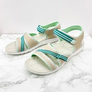 Ryka Breeze Sandals Women 10M Tan Mint Green Gorpcore Strappy Sporty